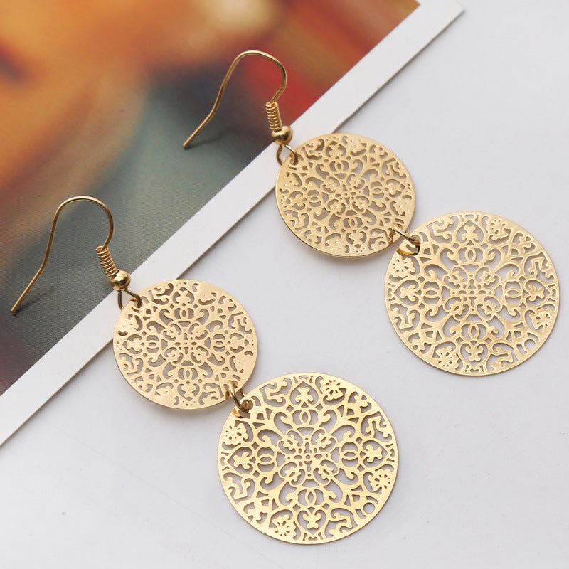 Womens Round Hollow Earrings