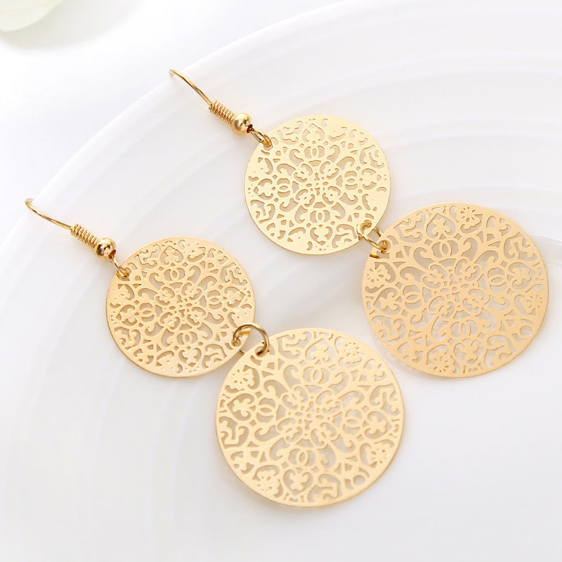 Womens Round Hollow Earrings