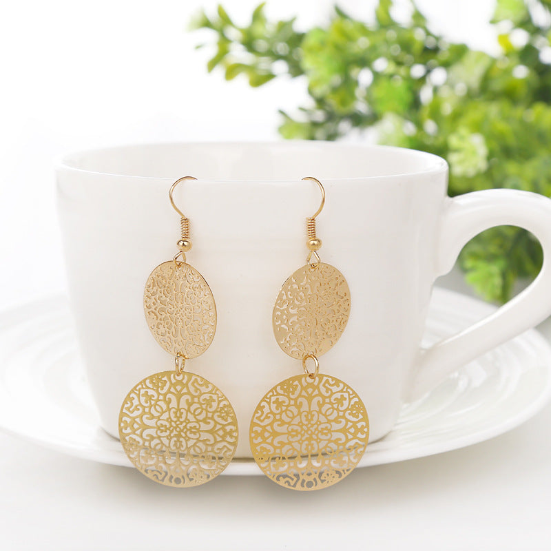 Womens Round Hollow Earrings