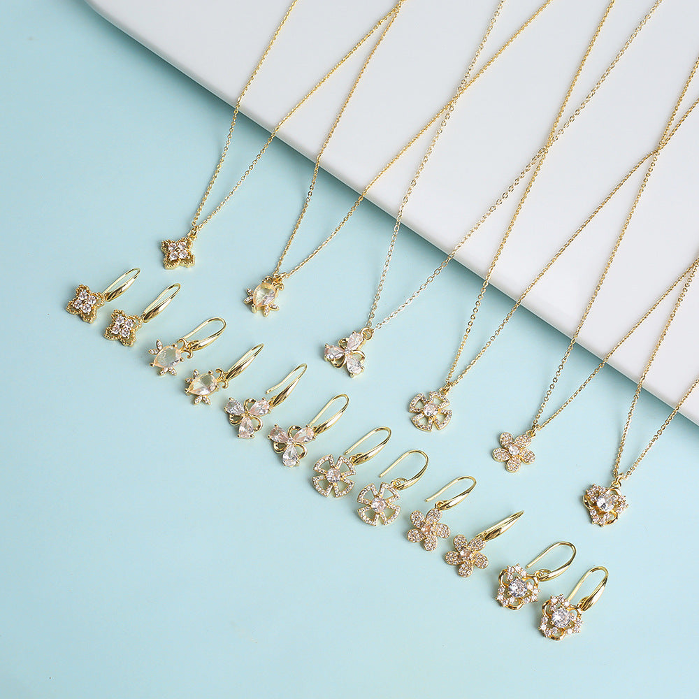 Crystal Zircon Inlaid Three-piece Set