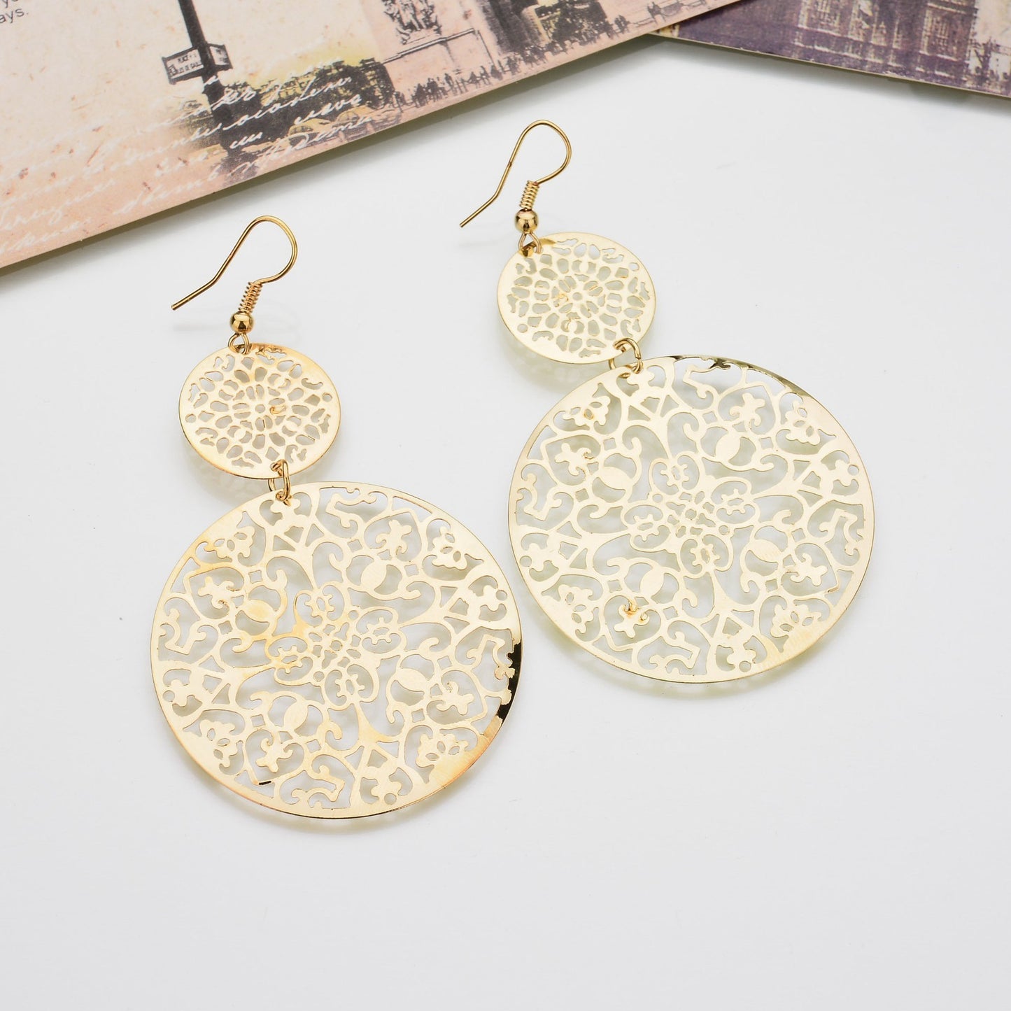 Womens Round Hollow Earrings
