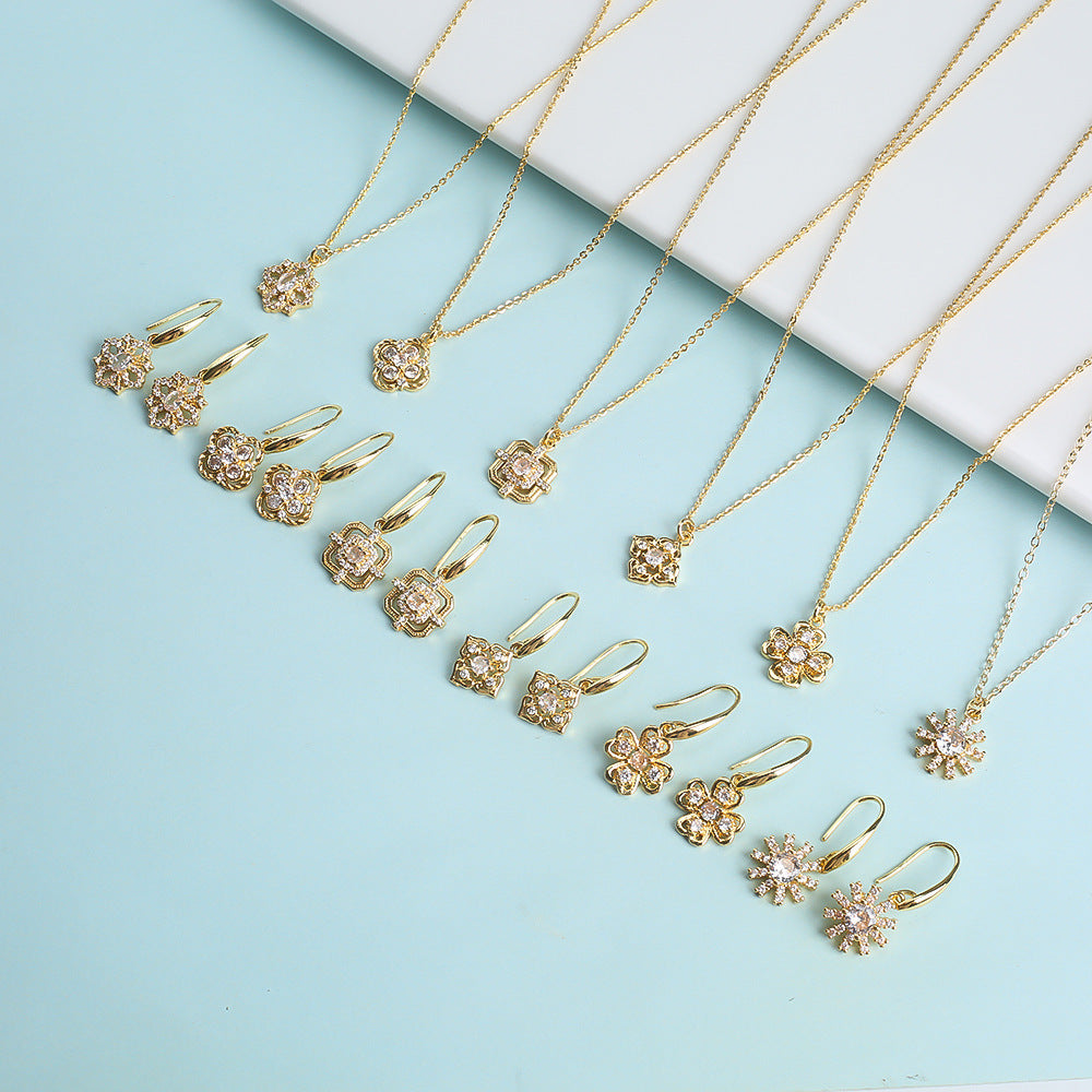 Crystal Zircon Inlaid Three-piece Set