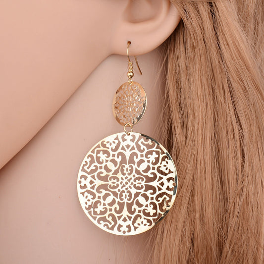 Womens Round Hollow Earrings