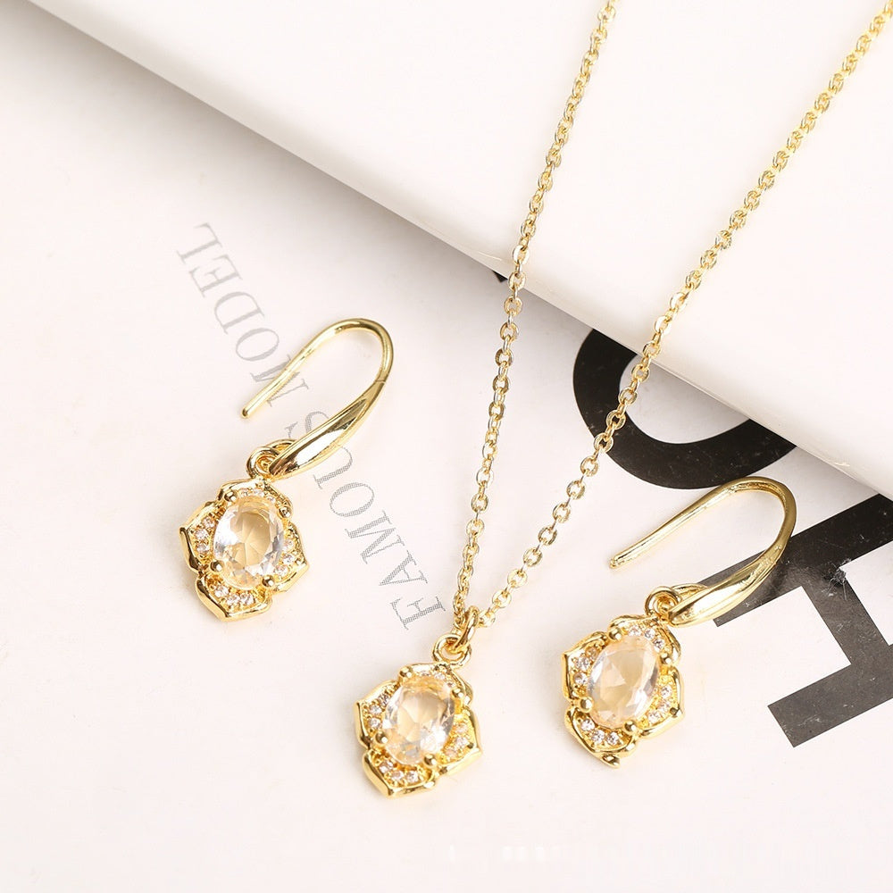 Crystal Zircon Inlaid Three-piece Set