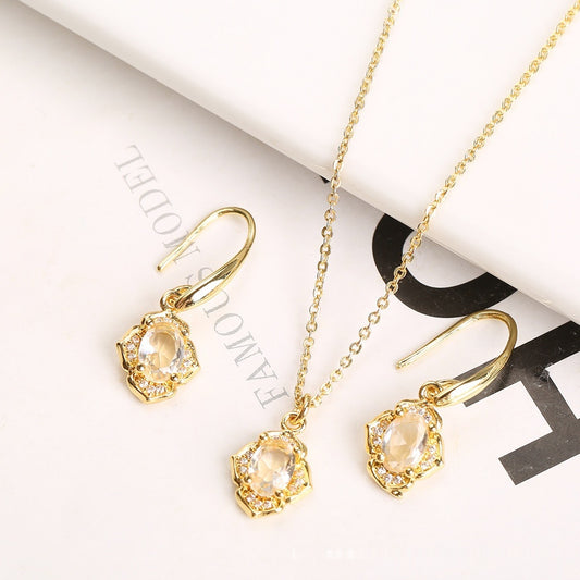 Crystal Zircon Inlaid Three-piece Set